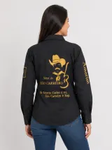 Camisa de Comitiva Personalizada para Rodeios e Cavalgadas Preta Manga Longa Masculina e Feminina - Comitiva | América Uniformes MODERNA MENINAS MODA INFANTIL LTDA - foto 4
