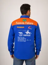 Camisa Agro Personalizada Fazenda Pessoli Laranja e Azul Manga Longa Masculina e Feminina - Agronegócio | América Uniformes MODERNA MENINAS MODA INFANTIL LTDA - foto 3