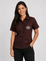 Camisa Aberta Tradicional - Manga Curta (Tricoline 100% algodão) - Camisas Sociais | América Uniformes MODERNA MENINAS MODA INFANTIL LTDA - foto 3
