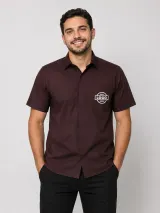 Camisa Aberta Tradicional - Manga Curta (Tricoline 100% algodão) - Camisas Sociais | América Uniformes MODERNA MENINAS MODA INFANTIL LTDA - foto 1
