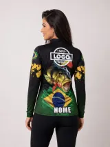 Camiseta Gola Alta - Manga Longa (Dry Fit Sublimado) - Gola Alta / Pesca | América Uniformes MODERNA MENINAS MODA INFANTIL LTDA - foto 4