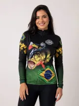 Camiseta Gola Alta - Manga Longa (Dry Fit Sublimado) - Gola Alta / Pesca | América Uniformes MODERNA MENINAS MODA INFANTIL LTDA - foto 3
