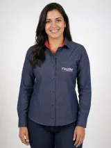 Camisa Social Vista Colorida com Bolso - Manga Longa (Tricoline) - Camisas Sociais | América Uniformes MODERNA MENINAS MODA INFANTIL LTDA - foto 3
