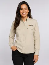 Camisa Social Vista Italiana Bolso Duplo com Lapela - Manga Longa (Tricoline) - Camisas Sociais | América Uniformes MODERNA MENINAS MODA INFANTIL LTDA - foto 3